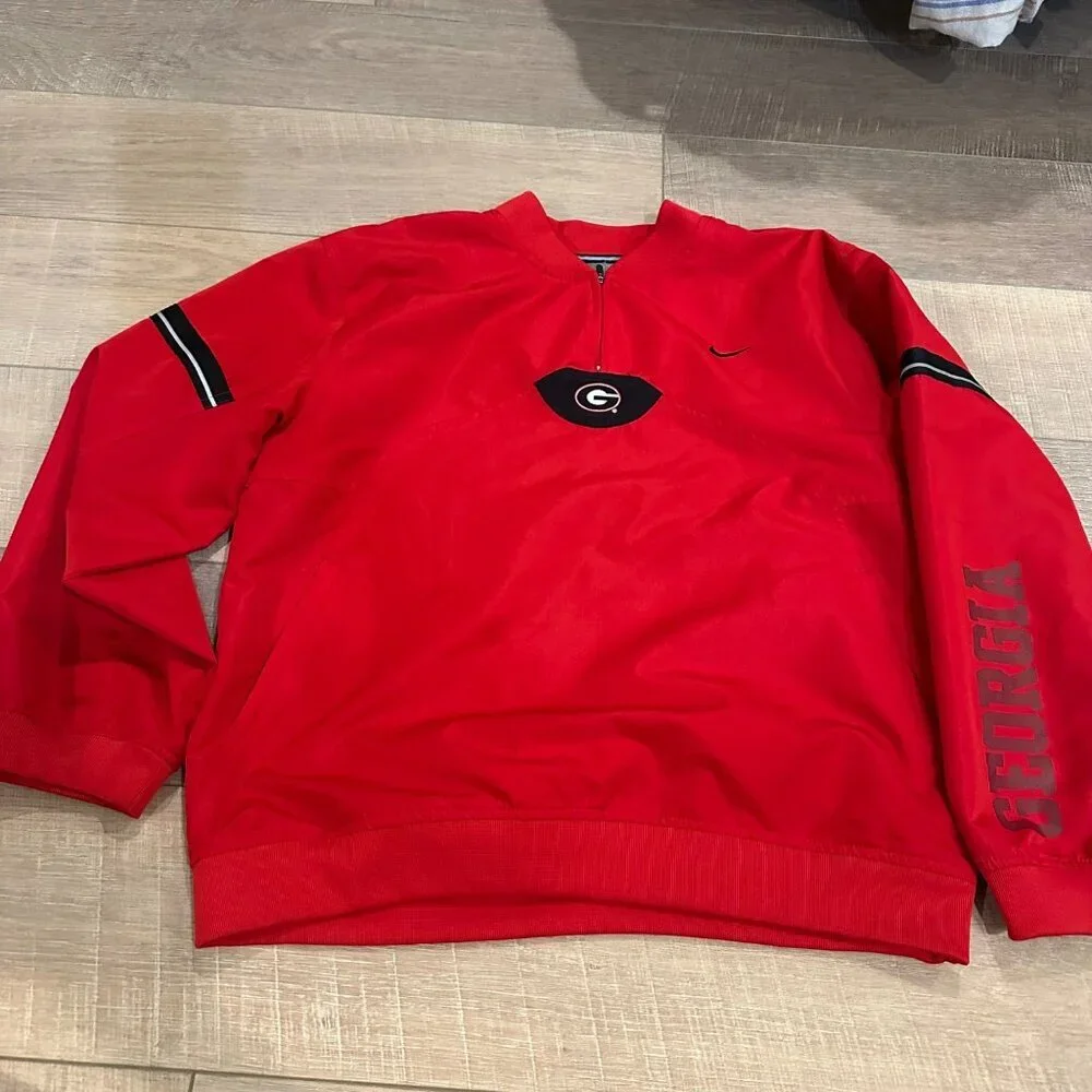 GEORGIA BULLDOGS NIKE YOUTH LARGE WINDBREAKER JACKET PULLOVER GO DAWGS RED